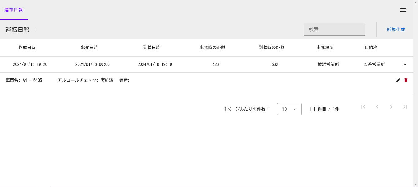 走行距離管理アプリのスクリーンショット